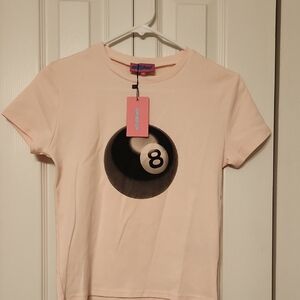 Edikted Light Pink Tshirt with Y2K 8 Ball NWT Size M